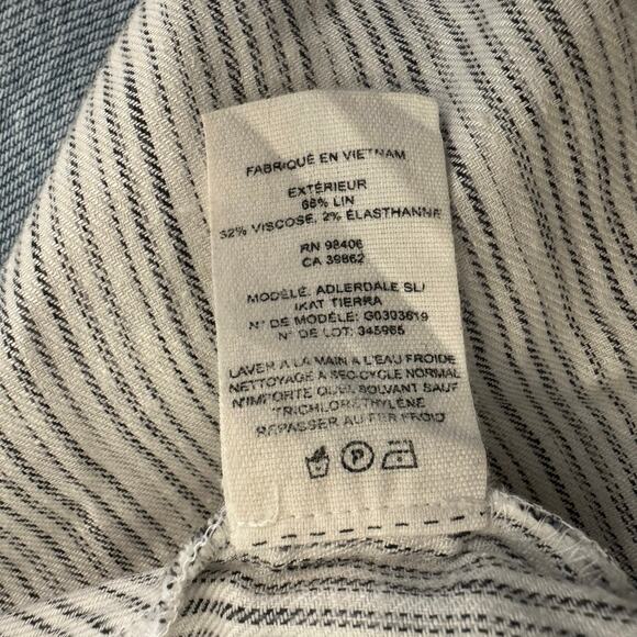 Theory Alderdale Linen High-Low Sleeveless Dress Ikat Tierra Ivory Blue Size 8 - Picture 5 of 6